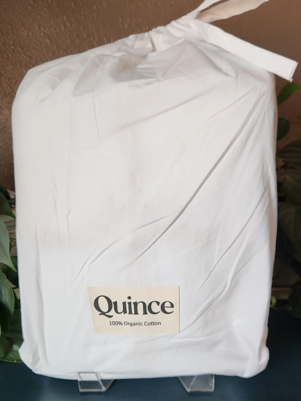 Quince Queen Organic Brushed Cotton Sheet Set - White, New Open Box